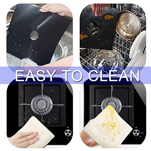 image for Stove Burner Covers, mixigoo Gas Range Protectors Reusable Non-stick S