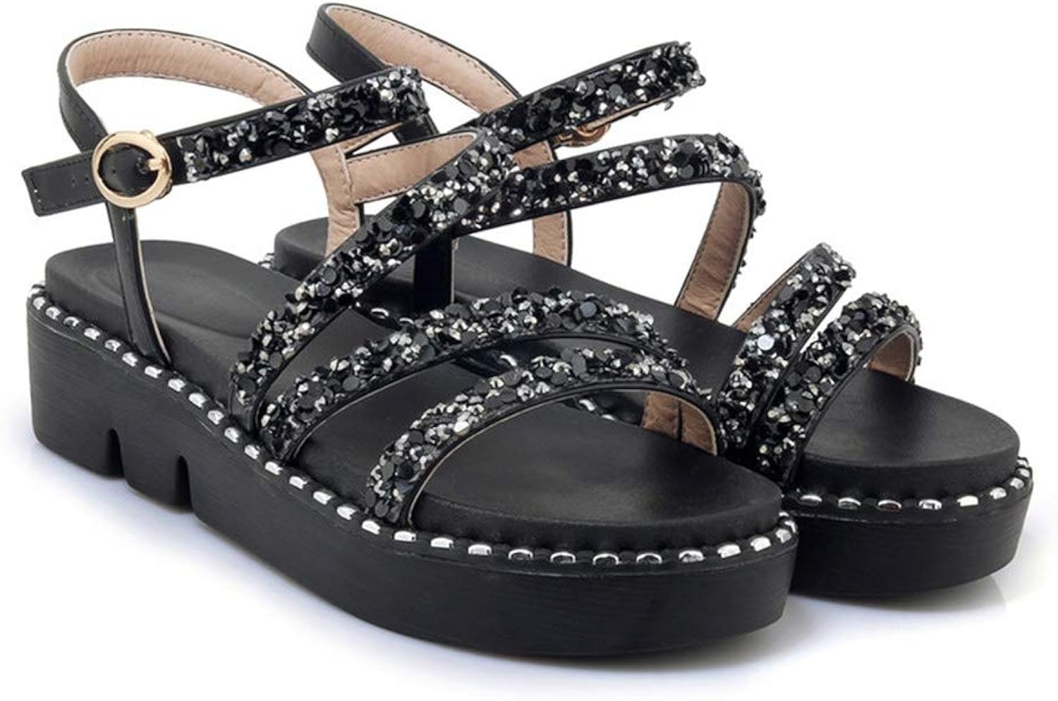 black small platform sandals