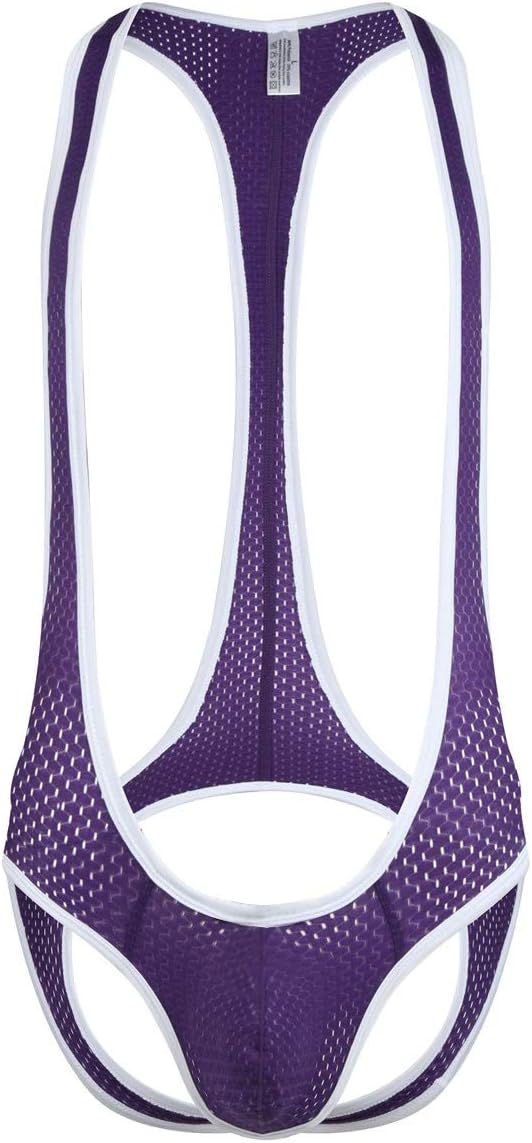YFD Men's Boxers Underwear Jumpsuits Wrestling Singlet Leotard Bodysuit Stretch Bodywear