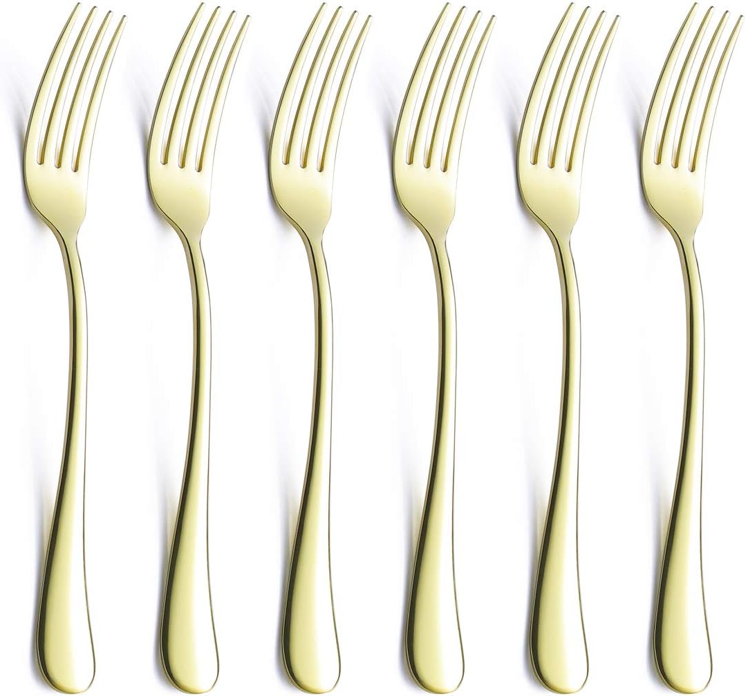 Salad Dessert Forks Set For 6 Piece Champagne Gold 18/0 Stainless Steel