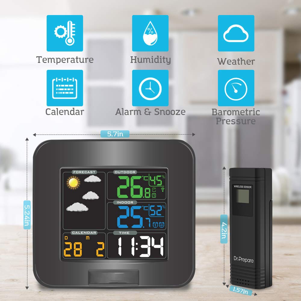 Stazione Meteorologica Wireless Con Wi-Fi E Sensore Esterno – Termometro Igrometro Per Interni/Esterni
