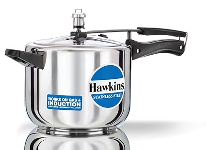 Hawkins Stainless Steel Pressure Cooker, 5 Litres, Silver