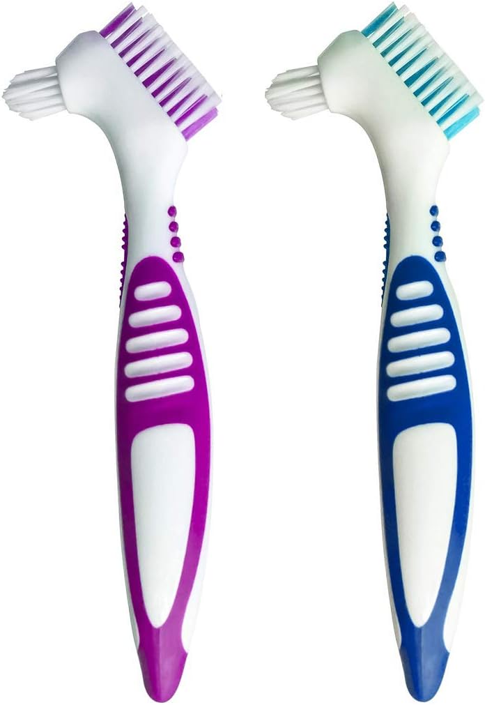 2 Pcs Denture Brush Toothbrush, Deep Cleaning Soft Bristles for Orthodontic Braces, Mouth Guard(Random Color): Health & Personal Care