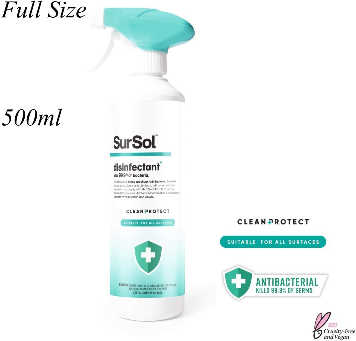 3X Sursol Instant House Kitchen Bathroom Table Sofa Spray Spray 500ml Wash Outdoor/Indoor Use Kill 99.9% Germs