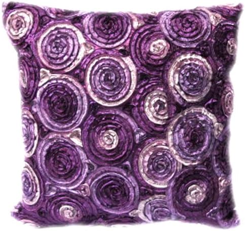 Single: Two Tone 3d Bouquet of Roses Throw Cushion Cover/pillow Sham Handmade By Satin and Thai Silk for Decorative Sofa, Car and Living Room 16"x 16"
