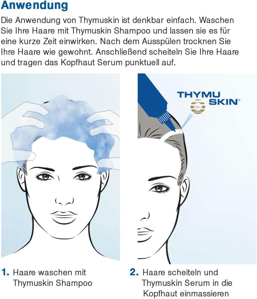 THYMUSKIN Classic Serum: For hereditary hair loss. Stimulates hair growth (1 x 100 ml), blue, 100 ml (Pack of 1) - Image 5
