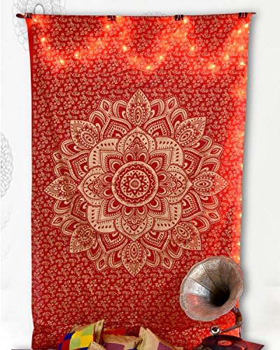 Twin red and Golden Lotus Tapestry Psychedelic Tapestry Wall hanging Hippie Tapestry