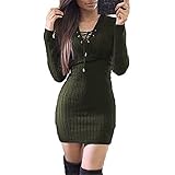 Women Dress,Haoricu Women Winter Slimple Stytle Solid Long Sleeve Knitted Sweater Dress
