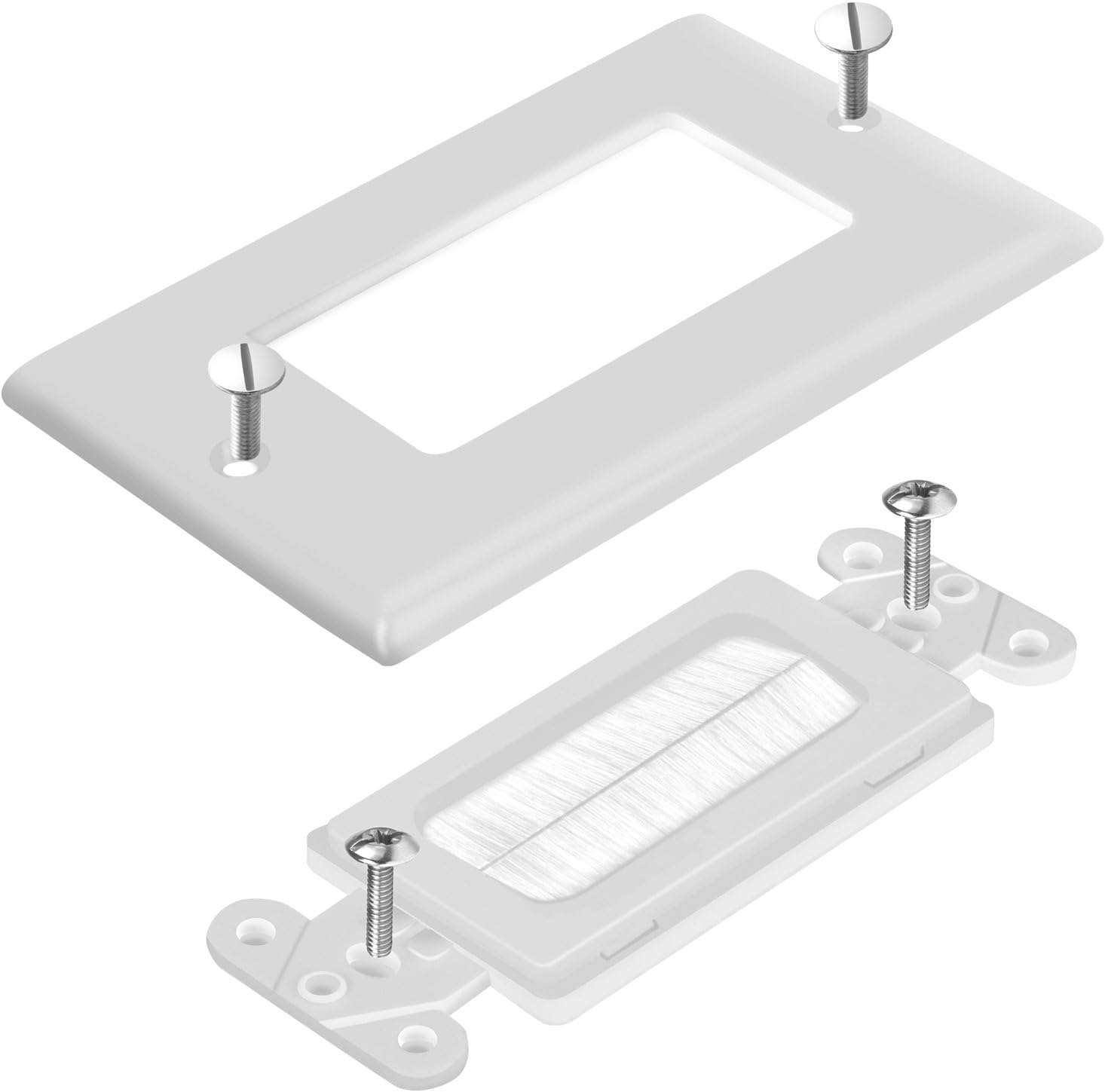 TOPGREENER Bristled Brush Wall Plate Multimedia Pass-Through Insert with Decorator Wall Plate for Low Voltage Cables, Size 1-Gang 4.50" x 2.75", Polycarbonate Thermoplastic, TG8891-6PCS, White 6 Pack: Home Audio & Theater