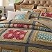 DaDa Bedding Collection Reversible Bohemian Real Patchwork Gallery of Roses Cotton Quilt Bedspread Set, Multi-Colored, Cal King, 3-Pieces