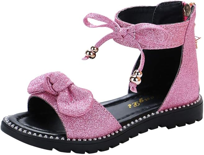 Amazon 幸運な太陽 幼女の靴 春夏の靴 女性用 流行 カジュアル ワイルドサンダル 幼児子供女の赤ちゃんかわいいちょう結びキラキラスパンコールプリンセスシューズサンダル 運動 通学履き 可愛い 通気性 足育 シューズ バッグ