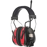 AM/FM Radio Headphones 25dB NRR,Noise Reduction Safety Earmuffs,Digital Display Headset,Powered by AA Battery,Hearing Protection for Walkman Mowing Lawn Work(Red)Global Recycled StandardGlobal Recycled StandardGlobal Recycled Standard