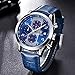 BENYAR Fashion Watches Quartz Chronograph Waterproof Blue Casual Sport Wrist Leather Band Watch For Men (Blue)