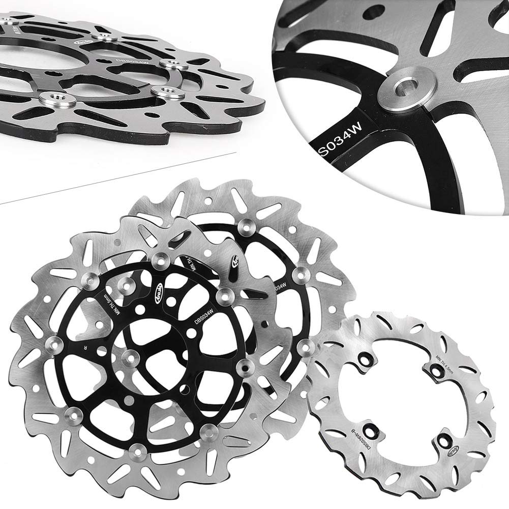 GZYF Front and Rear Brake Disc Rotors Compatible with Kawasaki ZX6R NINJA 600 2007-2015 / VERSYS 650 2007-2014, Black