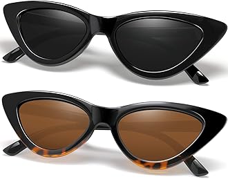 JoopinPolarised Cat Eye Sunglasses for Women, 100% UV Protection Retro Narrow Pointy Cateye Womens Sunglasses Triangle Sunglasses (Black+Leopard)
