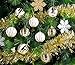 SANNO 18ct Christmas Balls Delicate Painting & Glittering Ornaments White/Silver/Gold Shatterproof for Holiday Wedding Party Decoration, 60mm/2.36