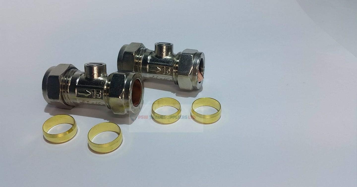 Wärmer System Isolating Valve 15mm Chrome with 4 Brass Olives, Pack of 2 - Image 5
