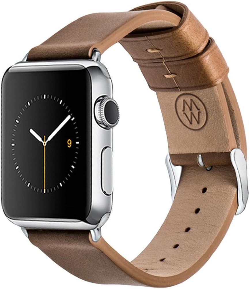 Monowear Genuine leather Apple Watch Band with Easy Slide in Elegant Adaptor for 38mm or 42mm Screen Apple Watch