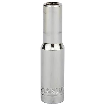 STANLEY STMT73200-8B-12 Chrome Vanadium Steel 6 Point Deep Socket, 1/4 inch, 6 mm(Silver)
