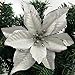 Zabrina 12 Pcs 5.11 in Christmas Tree Decorative Silk Flower Gold Poinsettia Bush and Red Poinsettia Bush Artificial Flowers Red Glitter Poinsettia Christmas Tree Ornaments (Sliver)