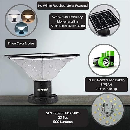 Hardoll Solar Lights for Outdoor Home Garden 20 LED Waterproof Pillar Wall Gate Post