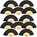 Bememo 12 Pack Hand Held Fans Silk Bamboo Folding Fans Handheld Decorative Japanese Chinese for Women Church Wedding Gift, Bridal Dancing Party Favors, DIY Decoration (Black)
