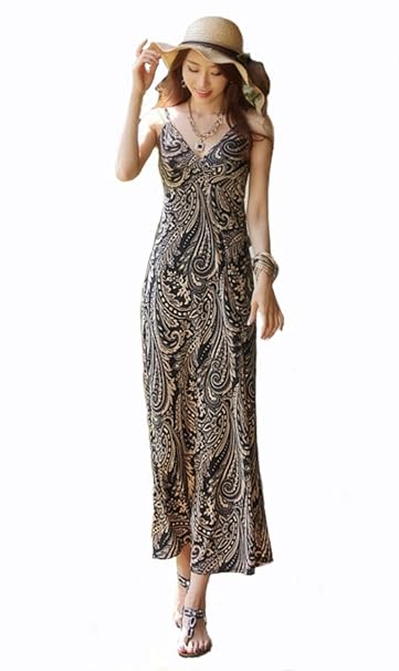 Amazon Fowmalheart リゾート 気分 ペイズリー 柄 ロング マキシ