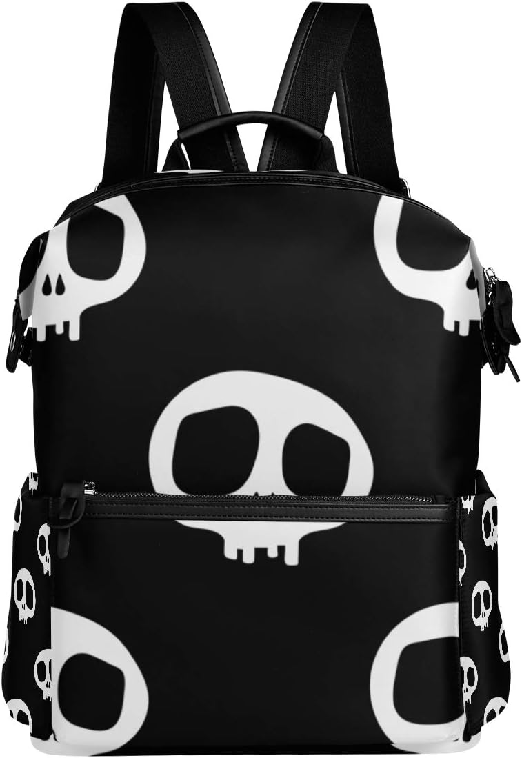 FANTAZIO Backpacks Skeleton Black And White School bag Daypack