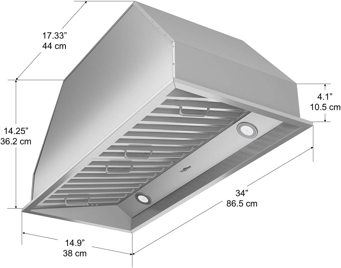 Amazon Com Ancona An 1313 Chef Series Built In 34 Ducted 600 Cfm