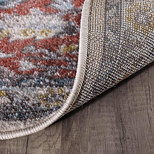 KSANA Area Rug 8mm Pile Height with Jute Backing Medallion Carpet for Entry, 2'2"× 4', Bedrooms, Kitchens