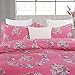 Vaulia Lightweight Microfiber Duvet Cover Set, Colorful Floral Print Pattern, Pink - Queen Size