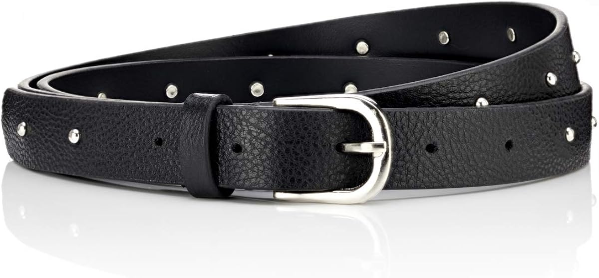 Women's Narrow Leather Belt Black Amazon.co.uk Clothing