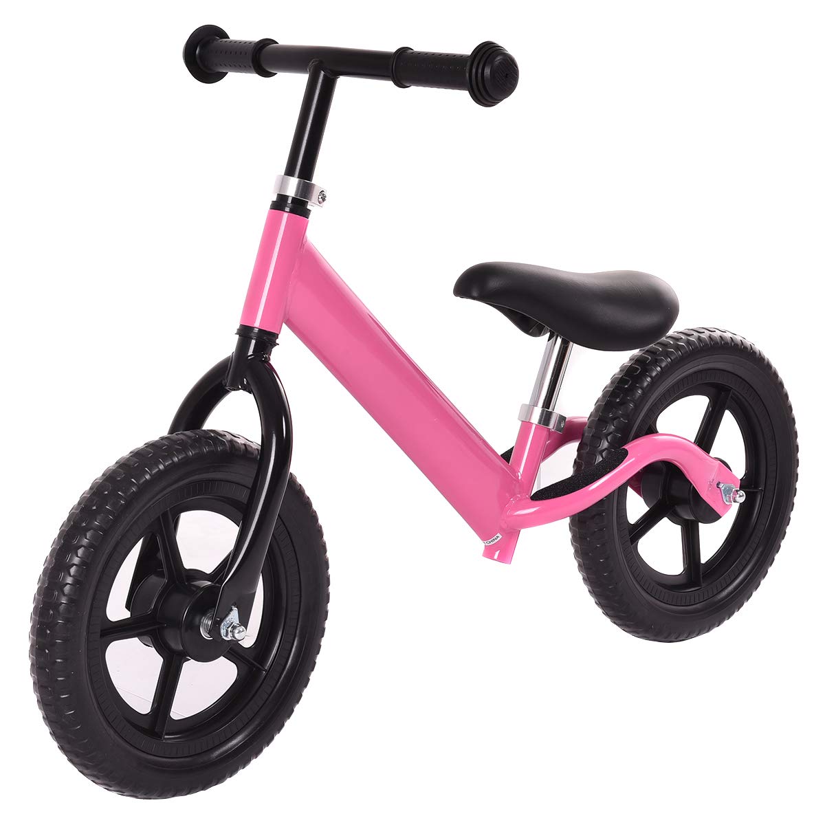 COSTWAY 12” Balance Bike, No Pedal Balance Training Bicycle, Adjustable Height, Safe & Comfortable First Bike for Kids & Toddlers 2 to 7 Years (Pink)