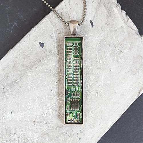 Green Circuit Board Necklace Handmade