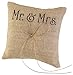 TINKSKY Mr Mrs Wedding Ring Pillow Burlap Jute Bow Twine Rustic Ring Pillow