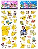 3 Sheets Puffy Dimensional Scrapbooking Party Stickers-FREE USA SHIPPING - PIKACHU