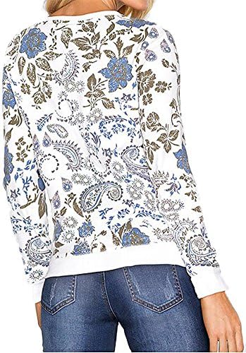 PinupArt Women's Floral Print Long Sleeve Crew Neck T-Shirt Sweatshirt