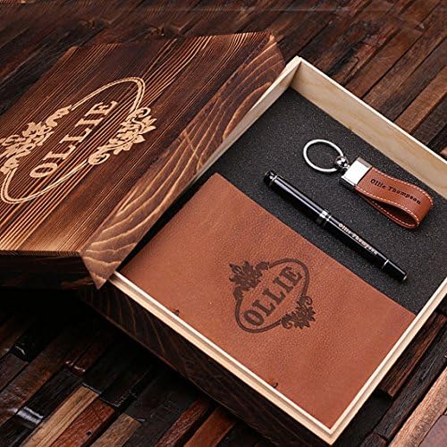 Teals Prairie & Co. Personalized 4 pc Mens Gift Set with Keepsake Box Journal Key Chain Pen