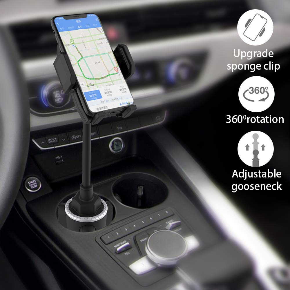 Car Cup Holder Phone Mount, Universal Adjustable Gooseneck Cup Holder Cradle Car Mount for Cell Phone iPhone 11/ X/Xs/XR/Xs Max/8/8Plus/7/6s/SE,Galaxy S10/S9/S8/S7/Note 8 9,LG, Nexus, Sony, Nokia