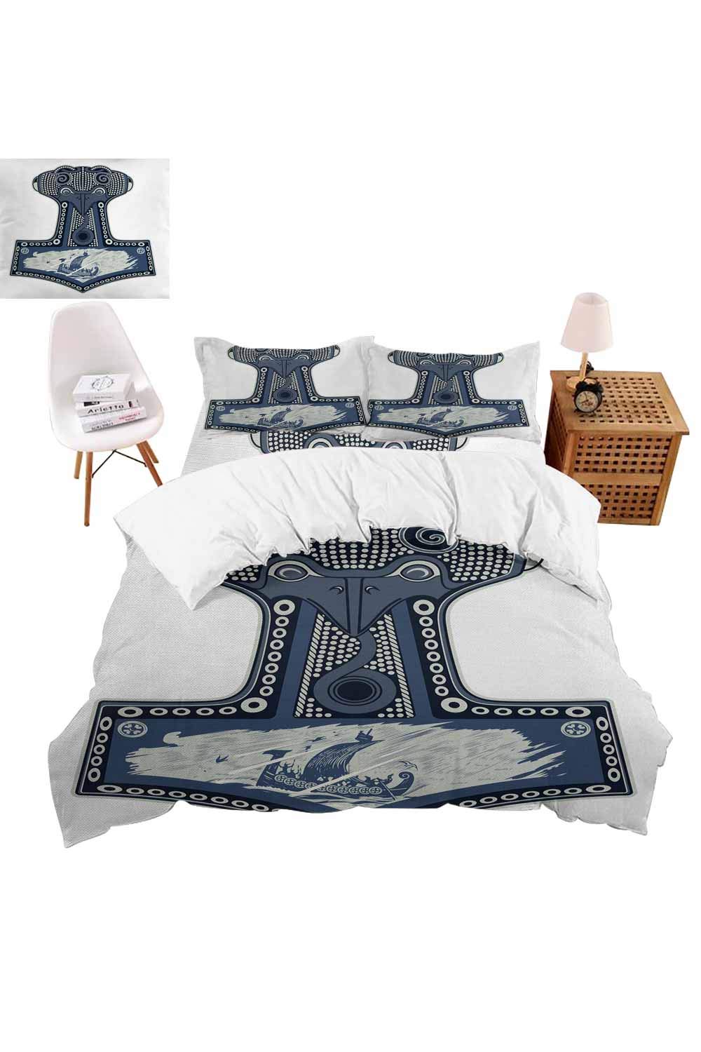 vroselv-home 3D Print Comforter Set with 2 Pillow Covers 1 Cushion Cover, Scandinavian Folklore Motifs Bedding Sets 4 Piece Quilt Bedspread - California King Size/NO Comforter