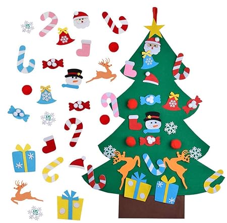 Blazor Alberi Di Natale Artificiali 31ft 25 Pezzi Ornamenti Rimovibili Albero Di Natale In Feltro Felt Christmas Tree Set Per Bambini Natale Regali