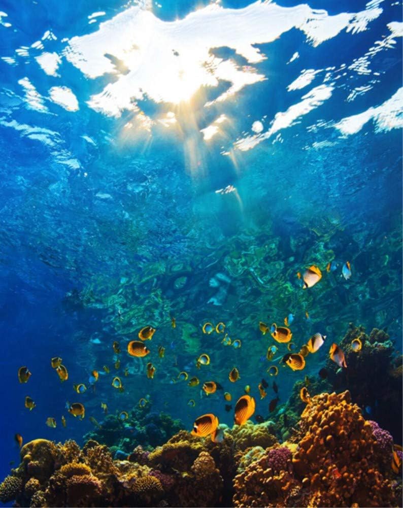 DIY Paint by Numbers for Adults Children, ABEUTY Underwater World & Fish 16x20 inches Number Painting Art Therapy