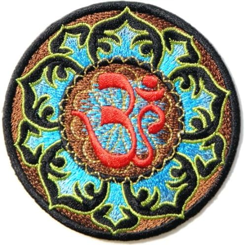 Aum Om Ohm Hindu Yoga Indian Lotus Lucky Sign Logo Hippie Retro Biker Jacket T-shirt Vest Patch Sew Iron on Embroidered Badge Custom