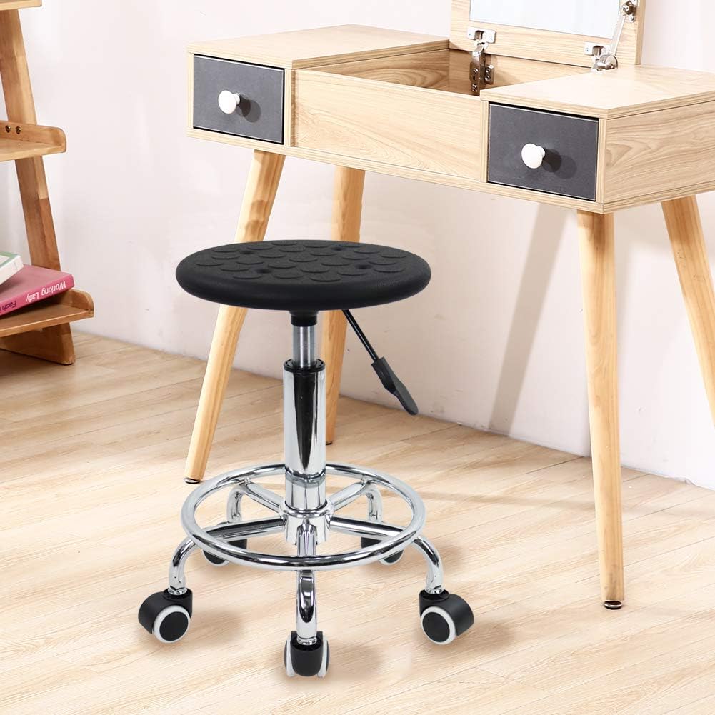 KKTONER PU Foam Rolling Stool with Footrest Height Adjustment Swivel Laboratory spa Salon Tattoo Work Anti-Static Stool Small (Black): Furniture & Decor