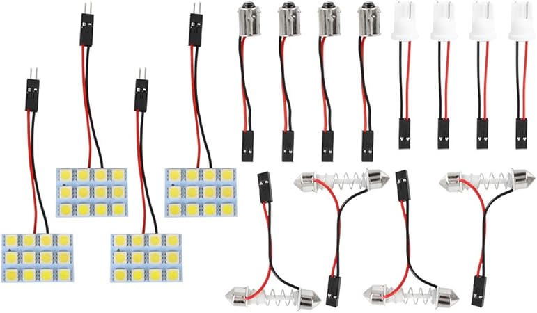 Amazon Uxcell ルームランプ Led 車用 ルームライト 爆光 5050 ホワイト Dc12v 12smd 9w T10 Ba9s 花飾りアアダプター付き アダプター3種類 車内灯 4パック ルームランプ 車 バイク