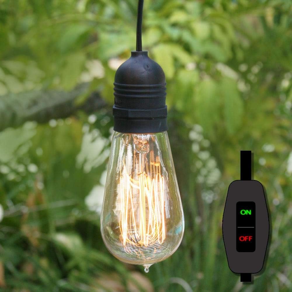 fantado 15FT Black Commercial Grade Outdoor Pendant Light Lamp Cord E26 (On/Off Switch) by PaperLanternStore