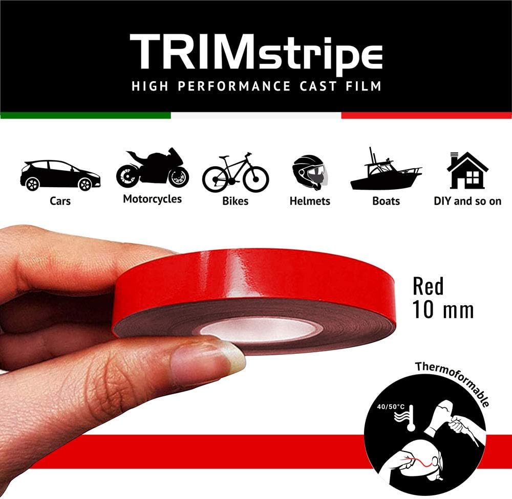 4R Quattroerre.it 10495 Trim Stripes Adhesive Strips for Cars Red, 10 mm x 10 mt - Image 3