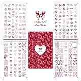 CICI&SISI Nail Art Stamping Plates Kit Love Valentine's Day Set Plate Manicure Template 4 Pieces-Love