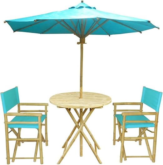 Amazon Com Zew 4 Piece Bamboo Outdoor Patio Set Includes Round