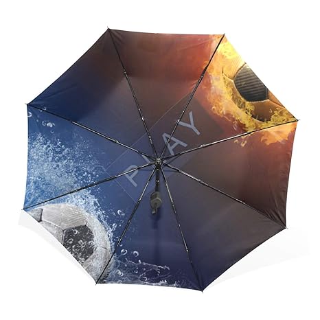 Paraguas Agua Fuego Llamas Balón de fútbol Fútbol 3 pliegues ...